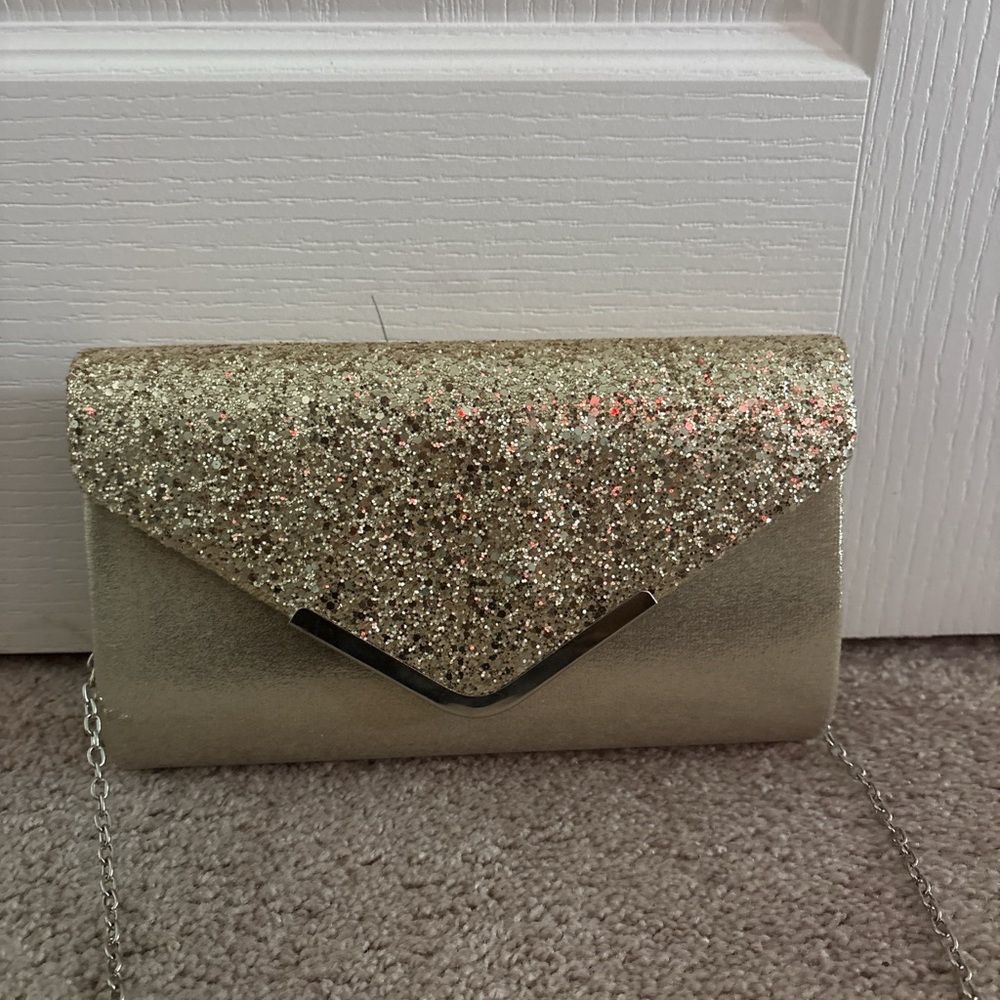 Gold Glitter Clutch Bag